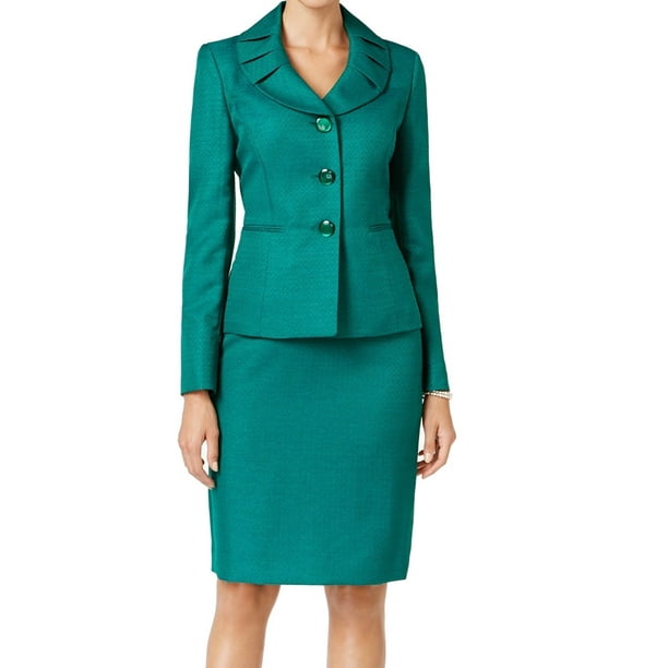 Le Suit - Le Suit NEW Green Women's Size 14 Pleated Collar Skirt Suit ...