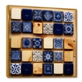 thumbnail image 2 of Designart "Bohemian Blue Tile Patterns" Geometric Framed Wall Art - Bohemian Blue Boho Tiles Hallway Framed Wall Art Decor, 2 of 6