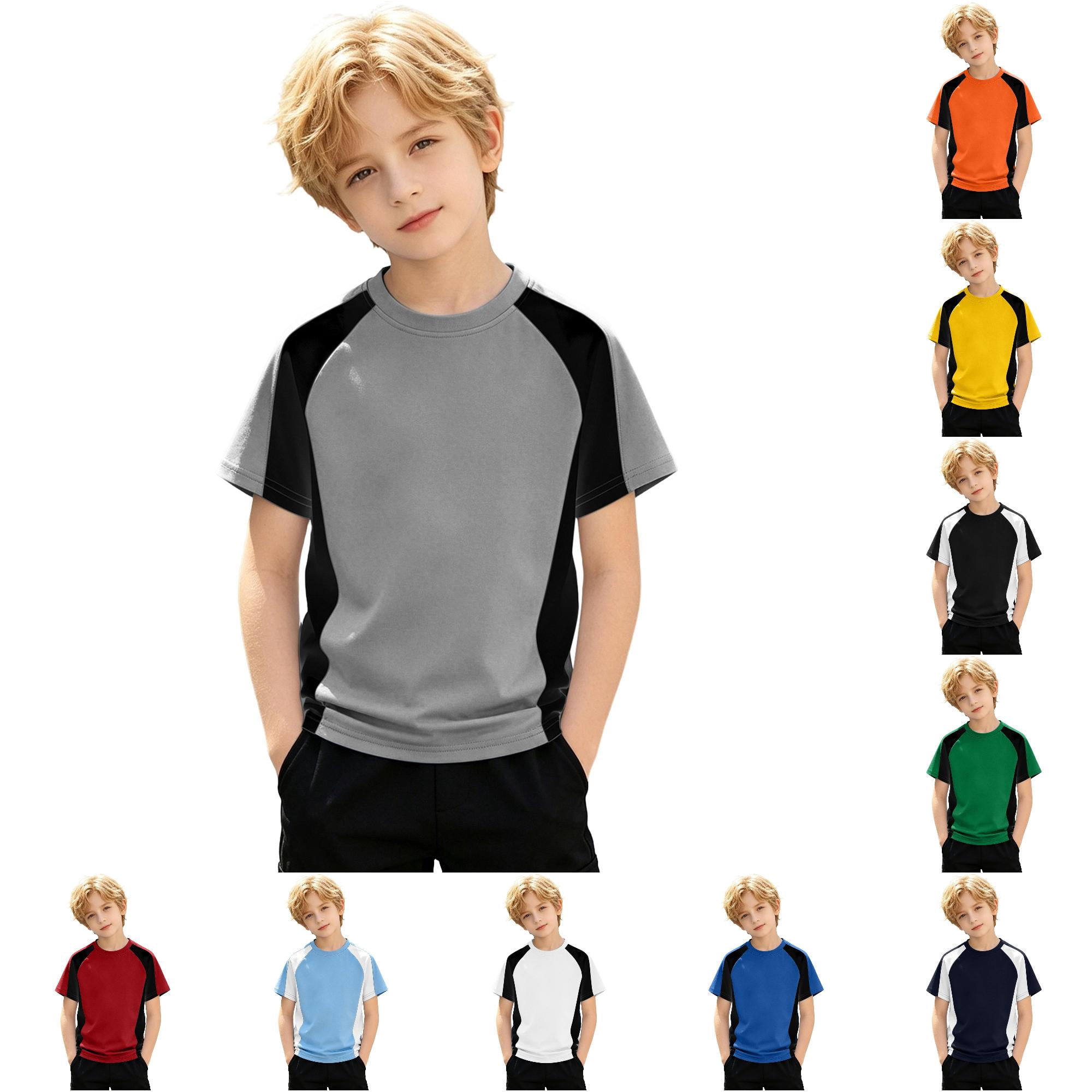 NinXxx Boys Stylish Color Crewneck Long Sleeve School Play Tee Grey 3-4 Years