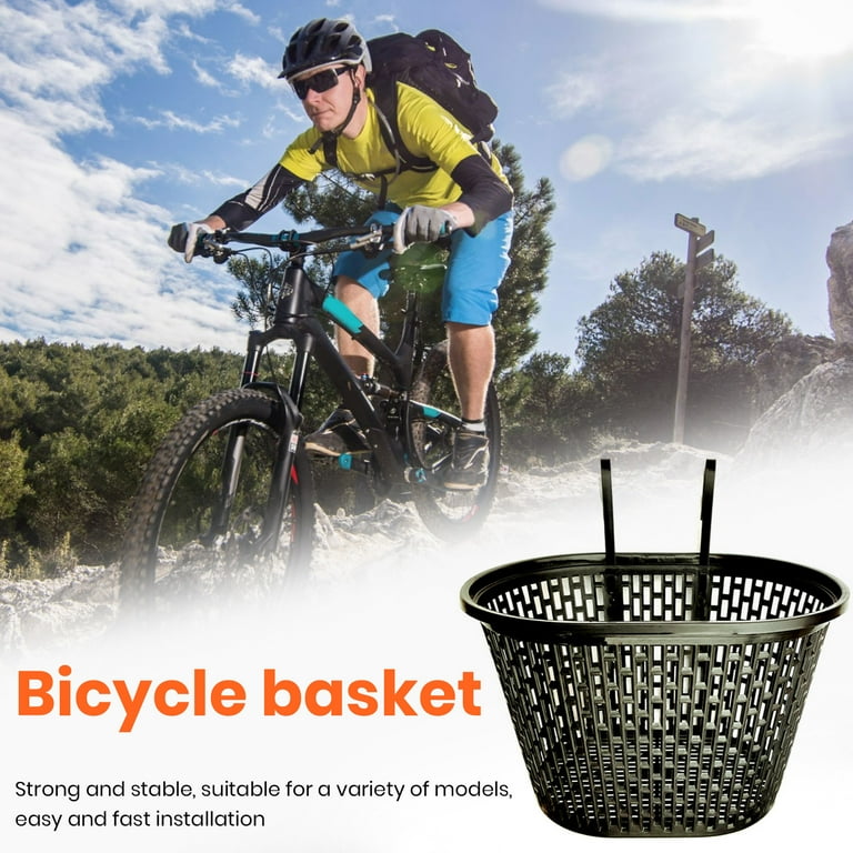 Fairnull Bicycle Basket Strong Large Capacity Hollowed out Plastic Basket Multifunctional Item Storage Removable Folding Bike Organizer Front Basket