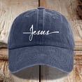 thumbnail image 3 of Jesus Cross Print Washed Baseball Cap Unisex Vintage Religious Dad Hat Adjustable Curved Brim Sun Hat Navy, 3 of 3
