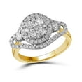 thumbnail image 2 of 10kt Yellow Gold Womens Round Diamond Cluster Halo Bridal Wedding Engagement Ring 1-1/5 Cttw, 2 of 4