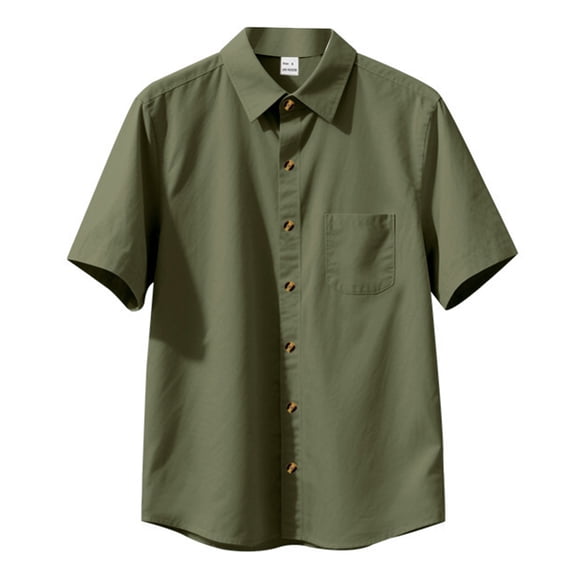 RUTAYY Men's Shirts Short Sleeve Solid Color Turndown Collar Casual Breathable Comfortable Daily Wear Button Down Travel Vacation Blouse