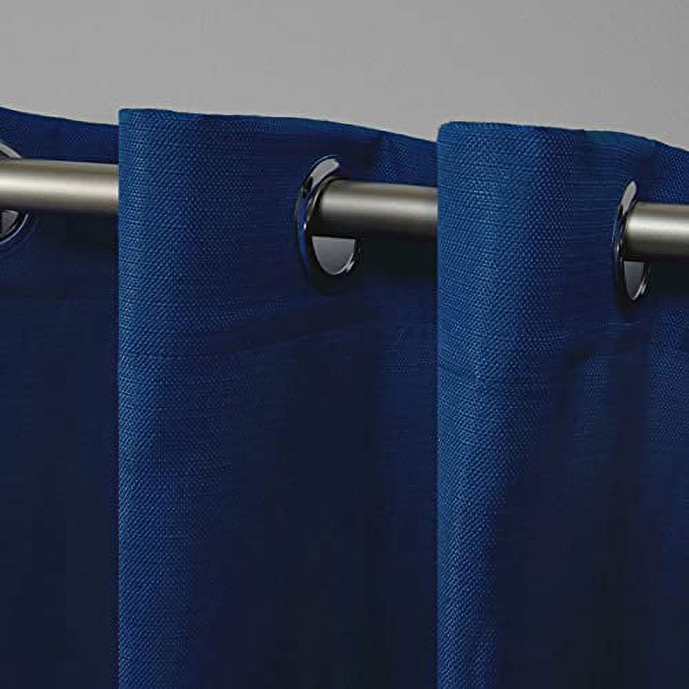 Exclusive Home Delano Heavyweight Textured Indoor/Outdoor Grommet Top Curtain Panel Pair, 54"x120", Azure