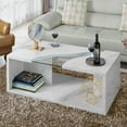 thumbnail image 2 of Furniture of America Kobe Modern Faux Marble Veneer Coffee Table with Shelf by  White-Standard, 2 of 5