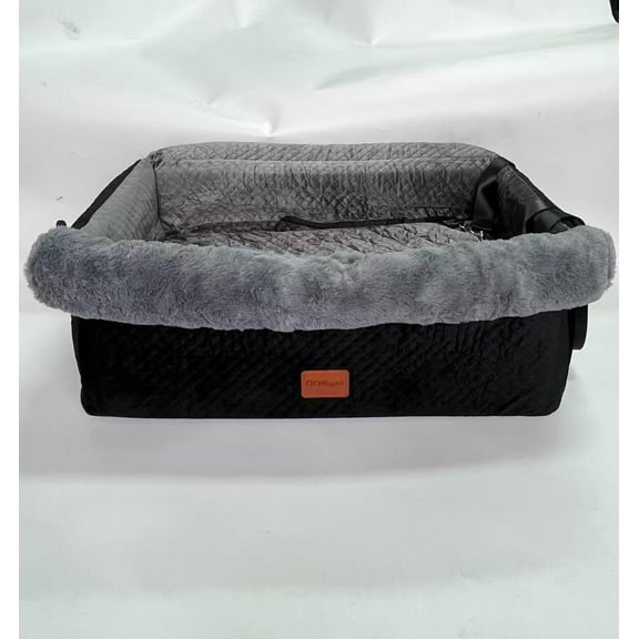 Dog Car Seat for Small/Medium Dogs up to 30lbs, Memory Foam Booster Seat with Anti-Slip Base & Storage Pockets, Washable Pet Travel Bed for Cars/Home/Travel (BlackGray)