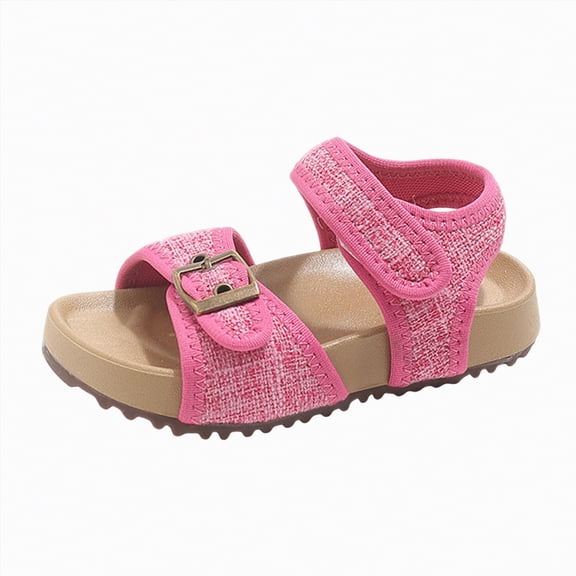 enyan Girls Summer Sandals Outdoor Beach Anti-Slip Rubber Soft Sole Newborn Toddler First Walker Shoes White Sandals For Girls,Red,Size 6.5
