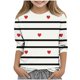 thumbnail image 2 of Blusas y camisas de cuello redondo y manga larga para niños, blusas/camisas de poliéster con estampado de corazones, mangas 3/4 y cuello redondo, elegantes e informales., 2 of 5