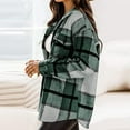 thumbnail image 2 of Herrnalise Womens Flannel Shacket Jacket Casual Plaid Wool Blend Button Down Long Sleeve Shirt Fall Clothes Outfits 2024 Green,S, 2 of 3