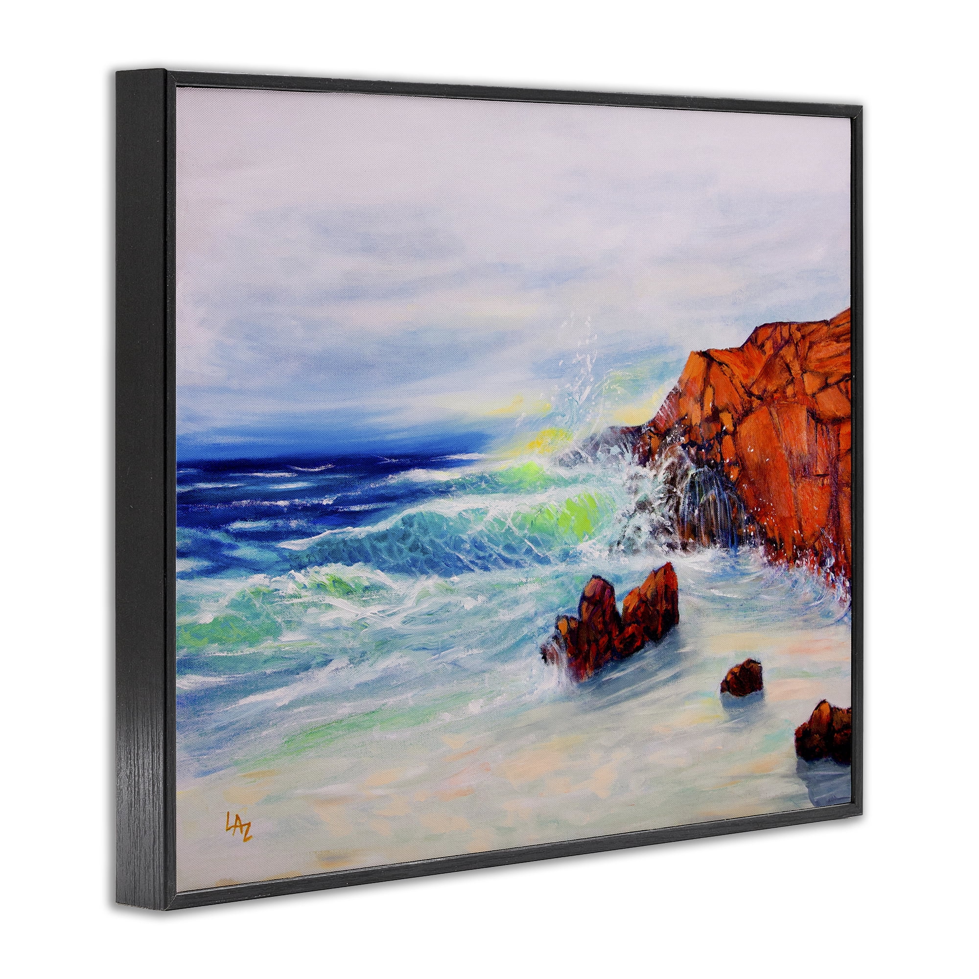 Stupell Industries Deep Blue Rocky Beach Black Framed Giclee Art, design by Lee Ann Zirbes
