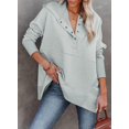 thumbnail image 4 of Femmes Casual Bouton V Sweat à Capuche Pull Oversize avec Poches, 4 of 5