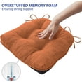 thumbnail image 5 of Chair Cushions for Dining Chairs Set of 6, Kitchen Chair Cushions, Chair Pads with Ties and Non Slip Backing, Tufted Memory Foam Seat Cushion 6 Pack, 15.5" x 15.5" x 4", Rust, 5 of 14