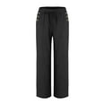 thumbnail image 4 of Womens Casual Soild Color Loose Elastic Waist Drawstring Button Casual Pants Casual Pants Harem Pants Casual Pants for Women Loose Fit Womens Business Casual Pants plus Size Casual Pants Women plus, 4 of 5
