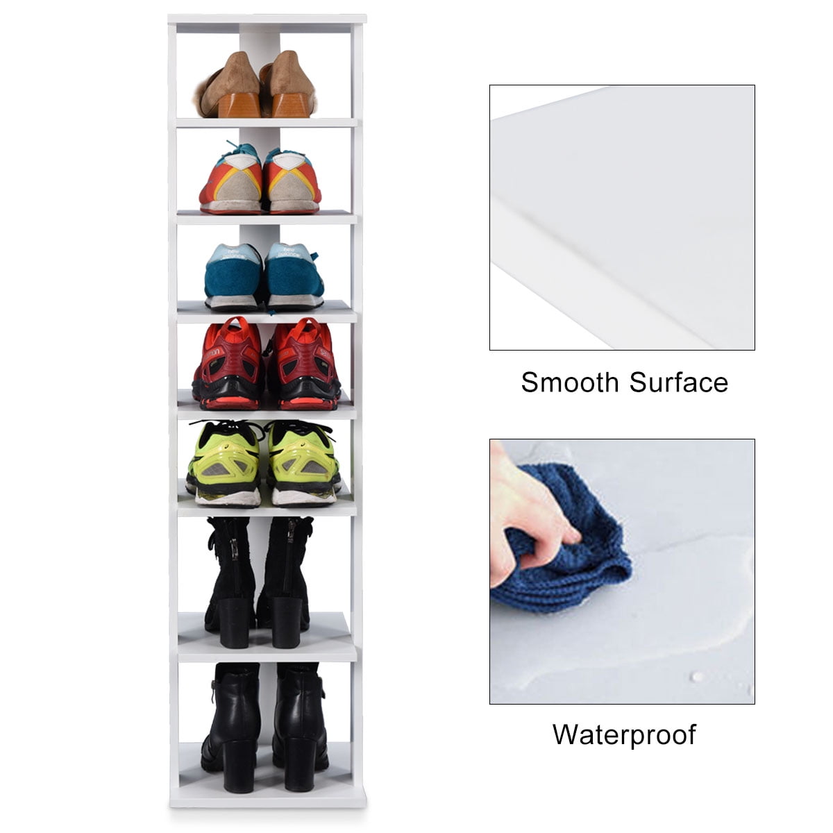 Topbuy 7-Tier Shoe Rack Free Standing Shelving Storage Organizer White