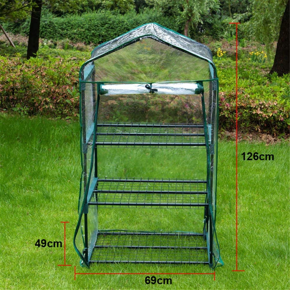 SLGHLSAHG Mini Greenhouse Replacement Cover, 3 Tier Clear PVC Garden Plant Cover Waterproof Tarp Tent for Indoor Outdoor Herb Flower Growing (Shelf not Included) A6073