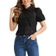thumbnail image 1 of INSPIRAR CHIC Blusas de Encaje de Manga Corta con Botones XS Negro, 1 of 5