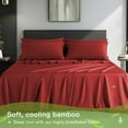 thumbnail image 2 of LBRO2M Cooling Bamboo Sheets Set, Hotel Luxury Silky Breathable 4Pcs/6Pcs Bedding Sheets & Pillowcases(Queen, Burgundy), 2 of 6