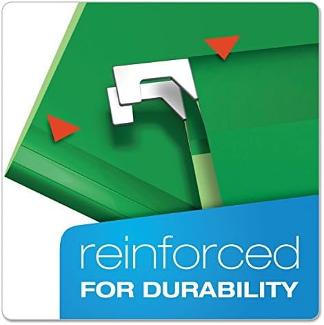 Reinforced Hanging File Folders, Letter Size, Bright Green, 1/5 Cut, 25/BX (4152 1/5 BGR)
