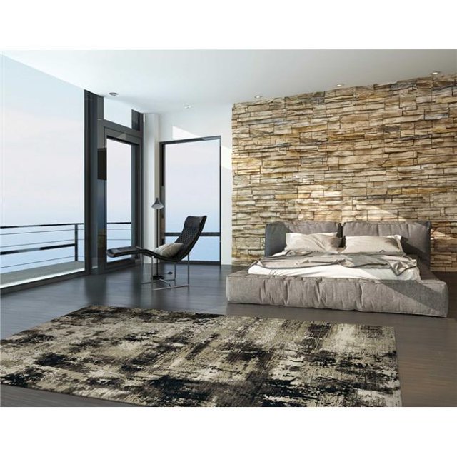 63" X 91" X 0.'25" Ivory/Charcoal Polyester Rug
