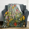 thumbnail image 4 of Watercolor Wildflowers Flannel Throw Blanket for Gifts for Women Men Girls Boys All Seasons, 4 of 8
