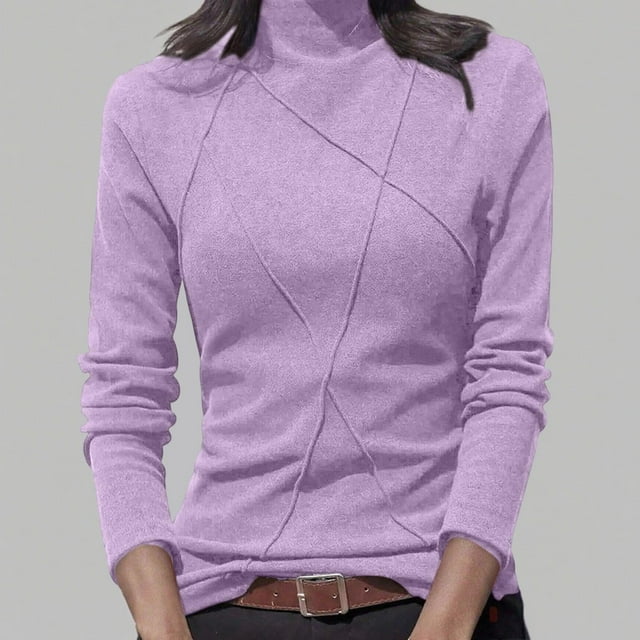 MHFRRA Camiseta Informal para Uso Diario, Cómoda y Elegante, Ideal para Usar En Capas O Como Outfit. Camiseta Versátil para Cualquier Ocasión, Imprescindible En Tu Armario. Púrpura