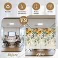 thumbnail image 5 of Pastoral Floral Plant Window Privacy Film Sage Sunflower Eucalyptus Leaves Beige Decorative Glass Window Film UV Blocking Static Cling Non-Adhesive Sticker Covering for Home Door 29.5 x 78.7 inches, 5 of 8