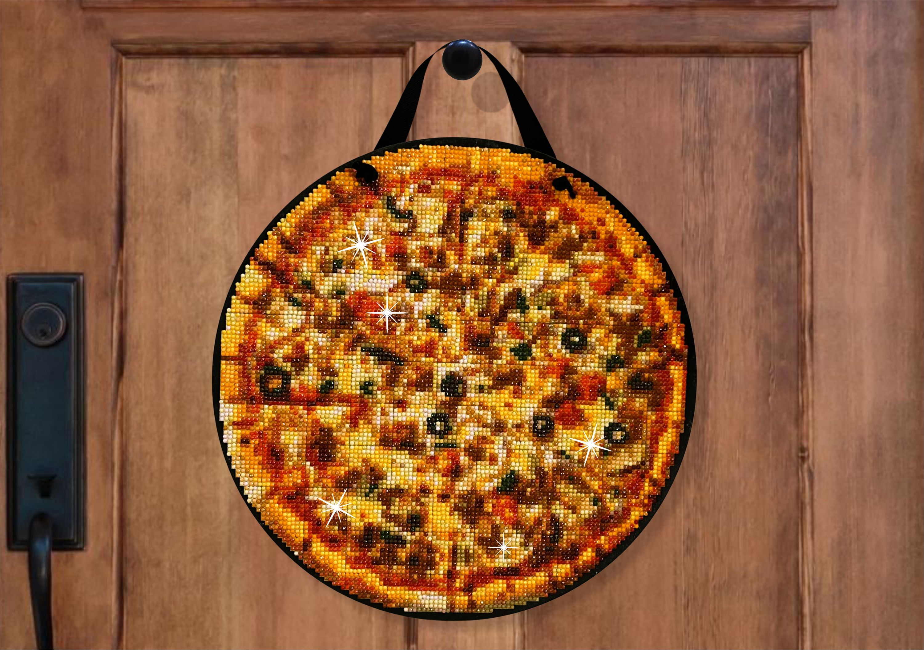 Diamond Painting Art Kit, Pizza Wood Sign