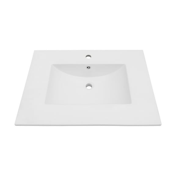 30.2"×18.5"×6.8" White Rectangular Single Vanity Top with 1 Faucet Hole and Overflow