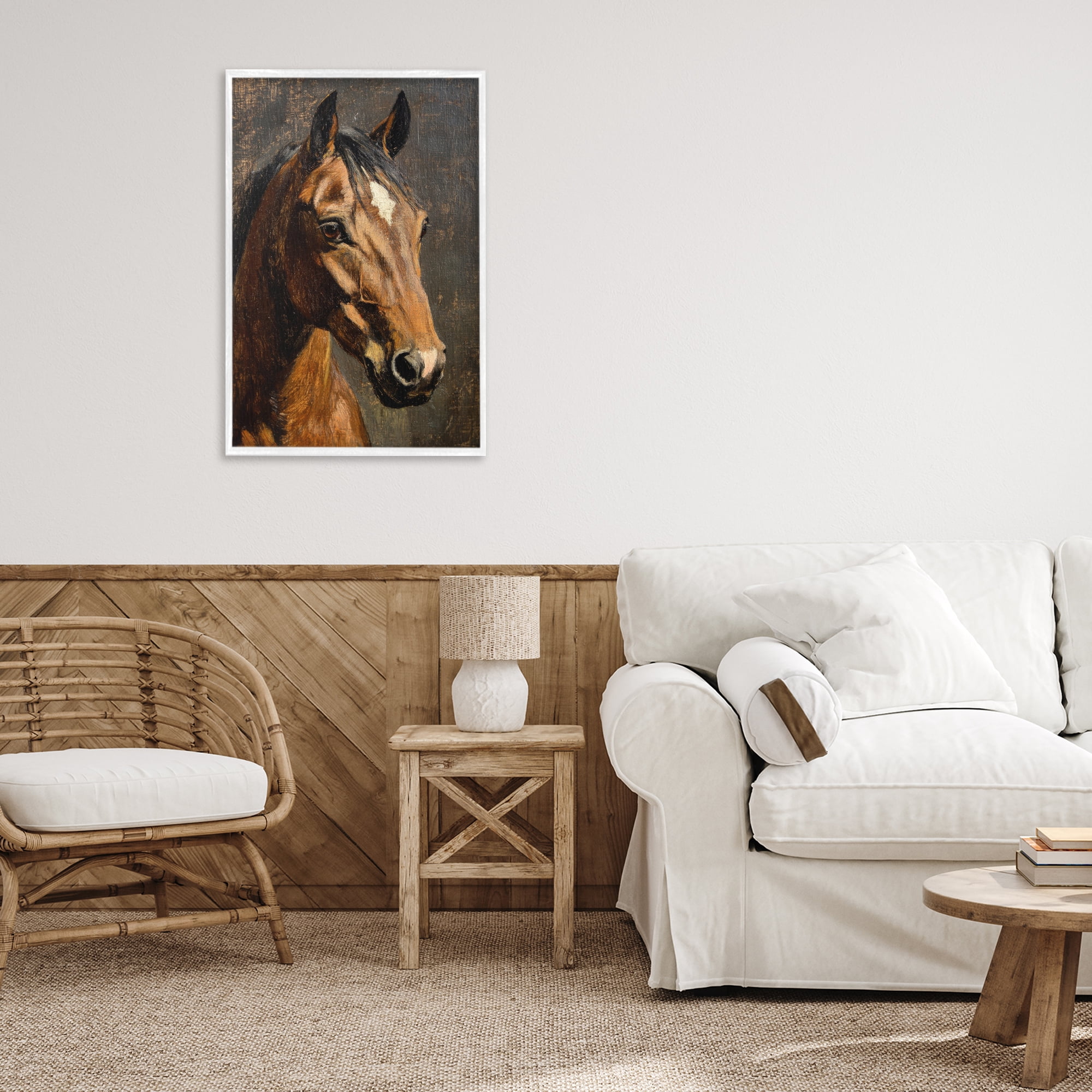 Stupell Industries Horse Portrait Study White Framed Giclee Art, design by Petal Prints Design