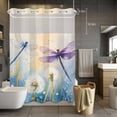 thumbnail image 5 of Spring Dragonfly No Hooks Shower Curtain with Snap-in Liner Pastoral Dandelion Flowers Shower Curtains for Bathroom, Waterproof, Easy Install, Washable 60"x72", 5 of 9