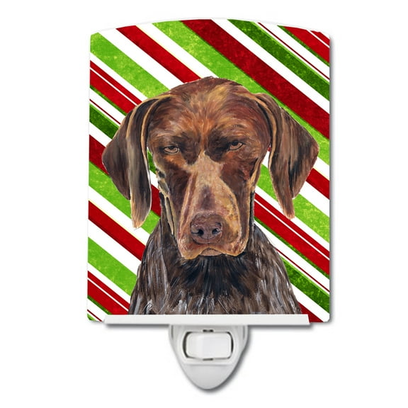 Caroline's Treasures SC9355CNL German Shorthaired Pointer Candy Cane Holiday Christmas Ceramic Night Light, 6x4x3",