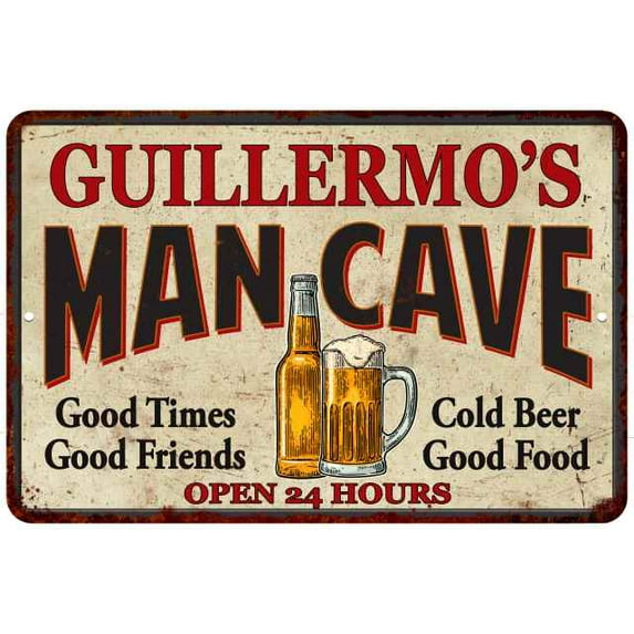 GUILLERMO'S Man Cave Sign 12 x 18 Matte Finish Metal 112180011382