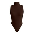 thumbnail image 4 of Siilsaa Women's Turtle Neck Sleeveless Bodysuit Sexy Tank Tops Sharp Collection Coffee,S, 4 of 5