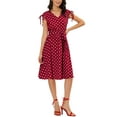 thumbnail image 2 of Allegra K Women's V-Neck Vintage Polka Dots Tie Waist Sleeveless Dress, 2 of 6