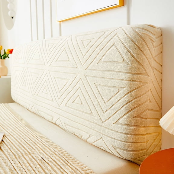 Mictong elastic headboard cover, jacquard fabric headboard cover, soft dust-proof protective cover, fully wrapped headboard backrest dust cover, beige, 1 piece
