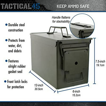 Ammo Can Set - 50 Cal Solid Steel 4pk Metal Ammo Box Containers for Long-Term Ammunition and Gear Storage
