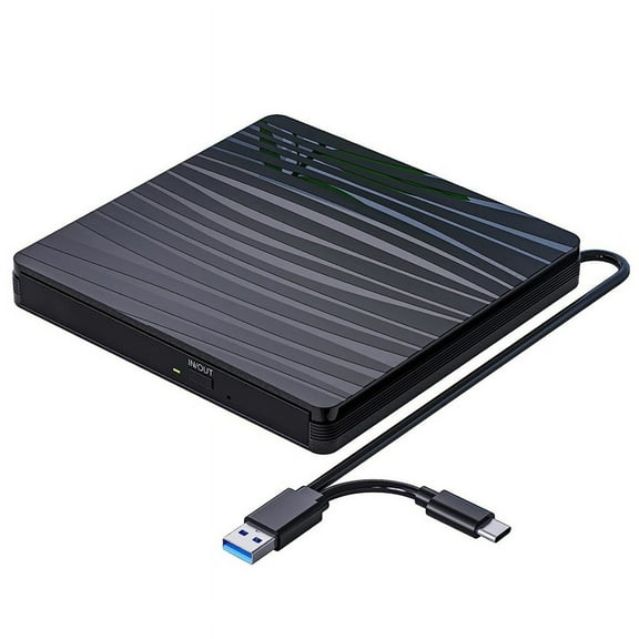 External CD/DVD Drive for Laptop, USB 3.0 & Type-C Portable CD DVD /-RW Burner Optical Reader Writer Player