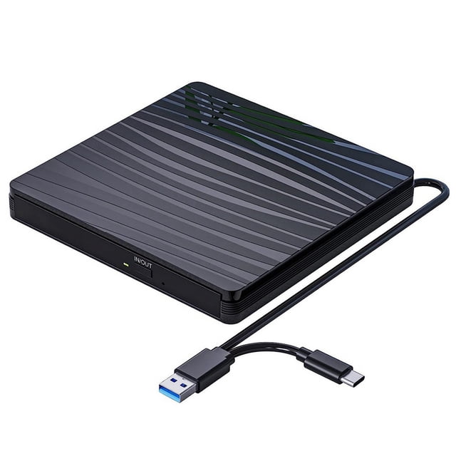 Unidad de CD/DVD Externa para Computadora PortáTil, USB 3.0 y Tipo C, Grabadora CD DVD +/-RW Lector óPtica, Grabadora, Reproductor