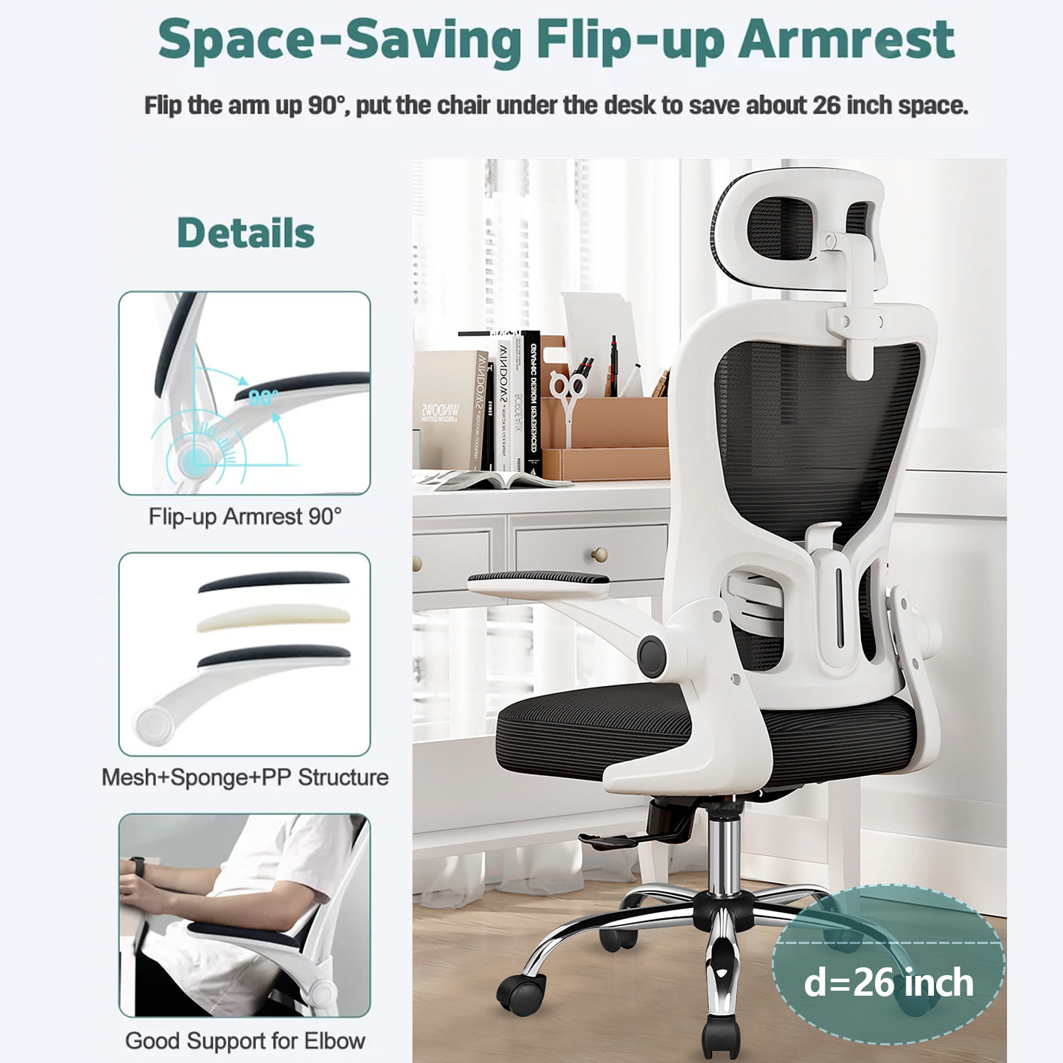 Blarity Office Chair, High Back Ergonomic Desk Chair with Adjustable Lumbar  Support and Headrest