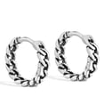 thumbnail image 2 of Simply Casual Oxidized Sterling Silver Curb Chain Mini Hoop Boho Earrings, 2 of 5