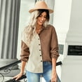 thumbnail image 6 of SWQZVT Women Tops Corduroy Button Down Shirts for Woman Long Sleeve Color Block Shacket Jacket Casual Coat Khaki Blouses, 6 of 7