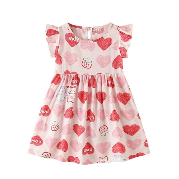 GYRATEDREAM Toddler Girls Summer Dress Kids Flared Sleeve Ruffle Hem A-Line Sundress Casual Midi Dresses 1-10Years