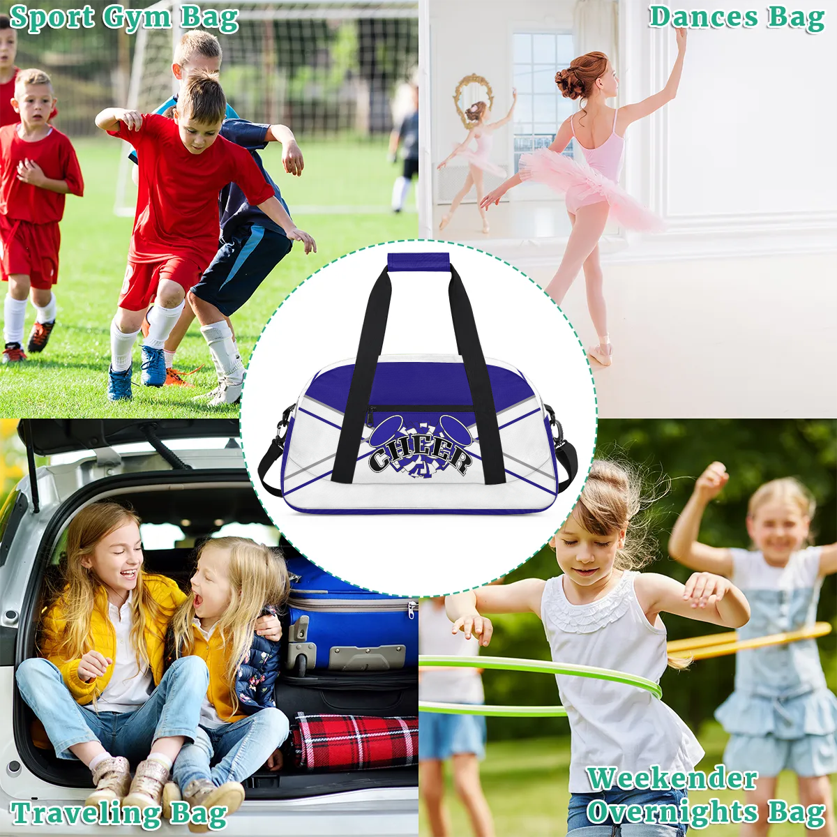 Qzjjjmy Cheer Duffle Bag for Girls Overnight Weekender Bags