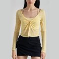 thumbnail image 6 of Kaemgyyd Long Sleeve Shirt for Women Summer Lightweight Workout Yoga Cropped Tops Comfy Twist Knot Cardigan, 6 of 7