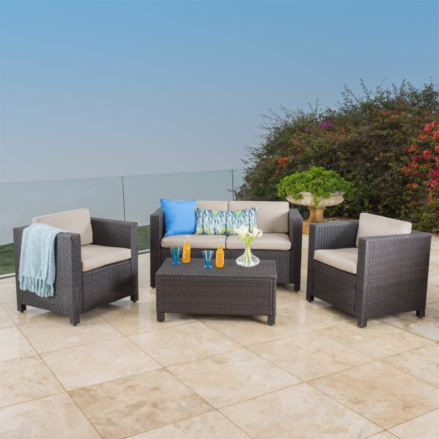 Kepooman 4 Pieces Patio Furniture Set, Outdoor Patio Bistro Set Conversation Chair Set with Coffee Table for Yard & Bistro, Grey Kepooman 4 Pieces Patio Furniture Set, Outdoor Patio Bistro Set Conversation Chair Set with Coffee Table for Yard & Bistro, Grey