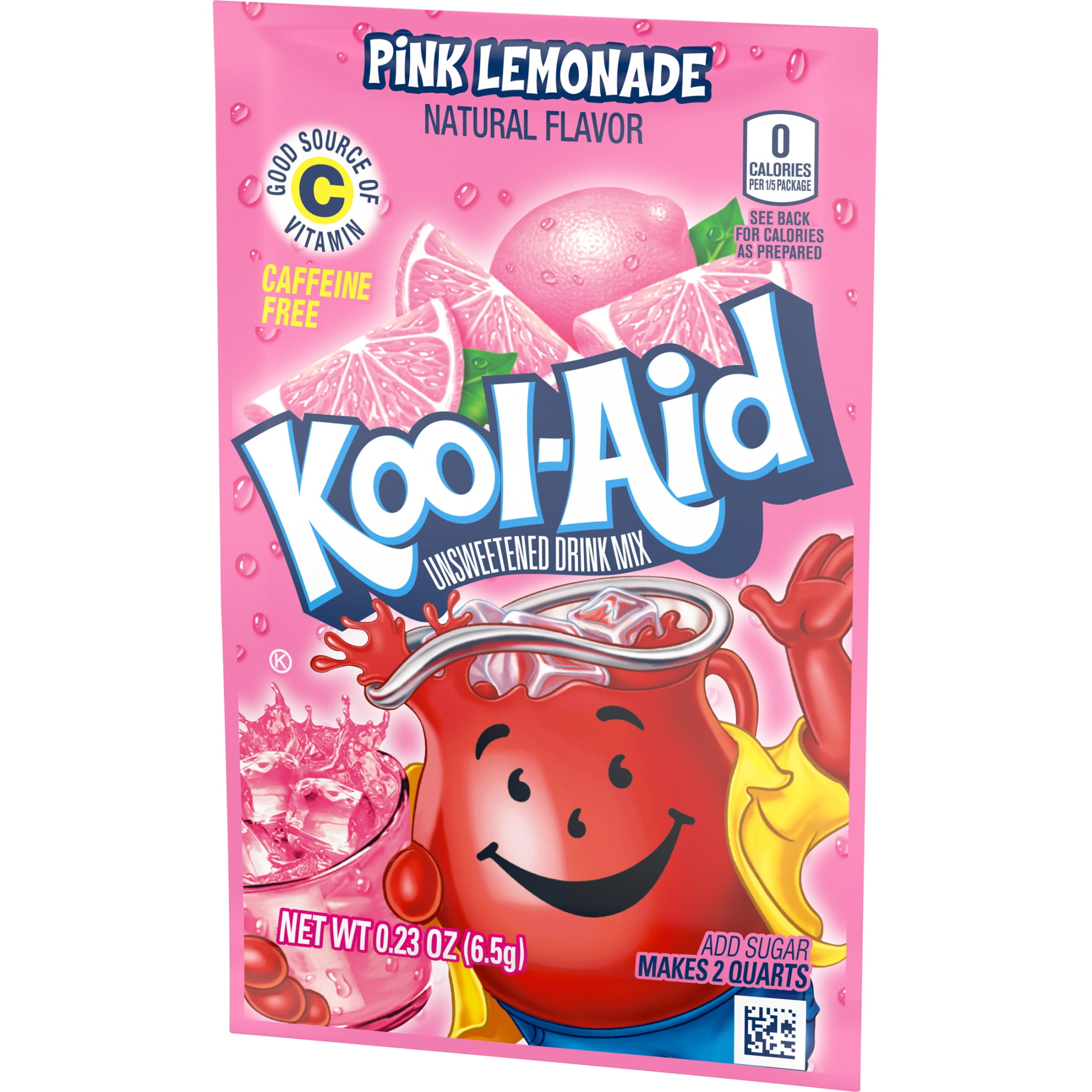 Kool-Aid Unsweetened Drink Mix, 1 Packet, for Flavorful Hydration and Shareable Refreshment, Pink Lemonade Artificially Flavored, Good Source of Vitamin C, Caffeine Free, 0.23 oz