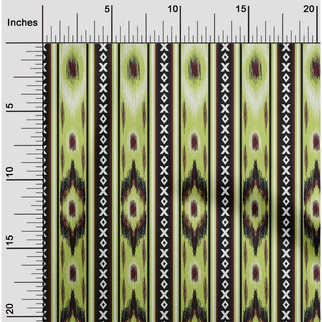 oneOone Silk Tabby Fabric Stripe & Geometric Ikat Printed Craft Fabric BTY 42 Inch Wide