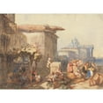 thumbnail image 2 of Charles Bentley 14x11 Black Ornate Wood Framed Double Matted Museum Art Print Titled: A Market Scene in Venice, 2 of 5