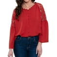 thumbnail image 2 of Elsie & Zoey Mckenna Lace Back Long Sleeve V-Neck Blouse for Women, 2 of 7