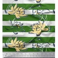 thumbnail image 1 of Soimoi Green Cotton Cambric Fabric Stripe & Sketch Lotus Floral Print Fabric by Yard 56 Inch Wide, 1 of 1
